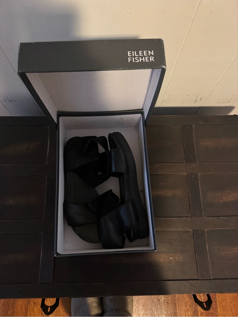 Eileen Fisher Black Satin Knot Slide Sandals